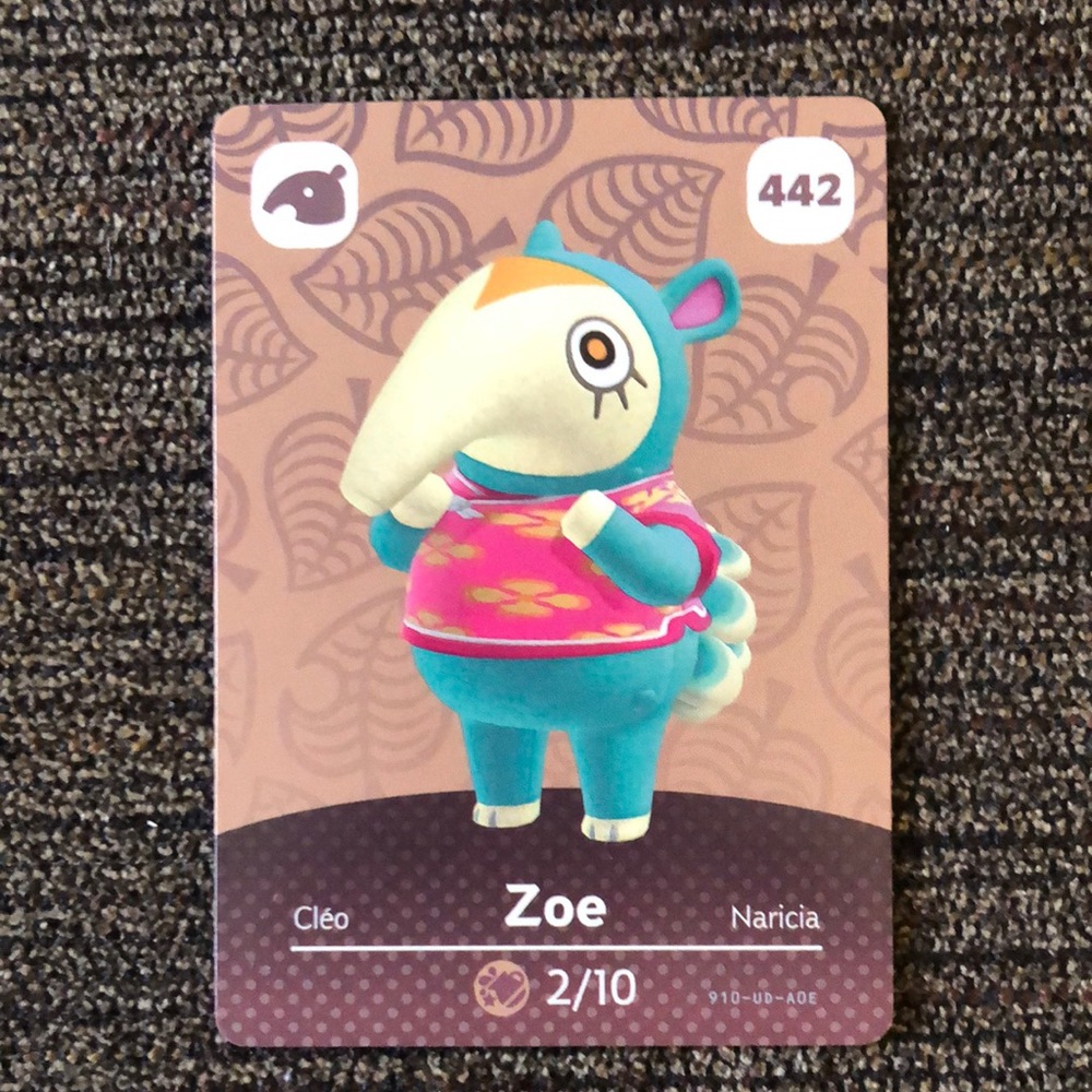 Official Zoe (442) Amiibo Card - Animal Crossing Series 5